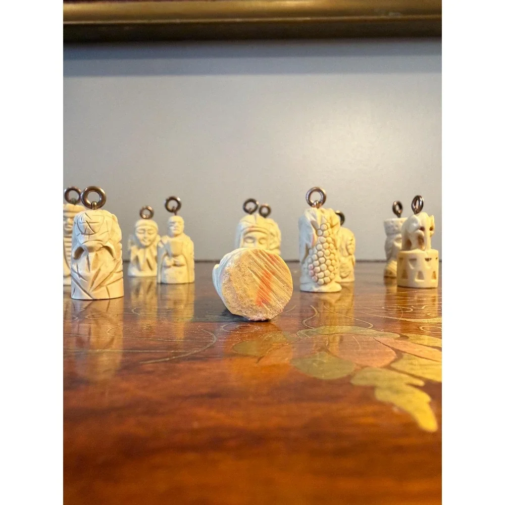 Vintage Austrian Carved Bone Place Card Holders Set of 12‎ Figural Table Pieces